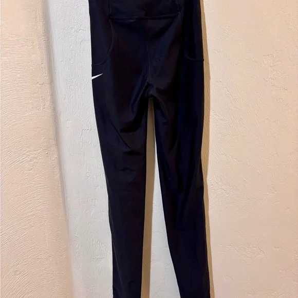 Nike Girls Black Dri-Fit Leggings with White Swoosh - L - Picture 3 of 7